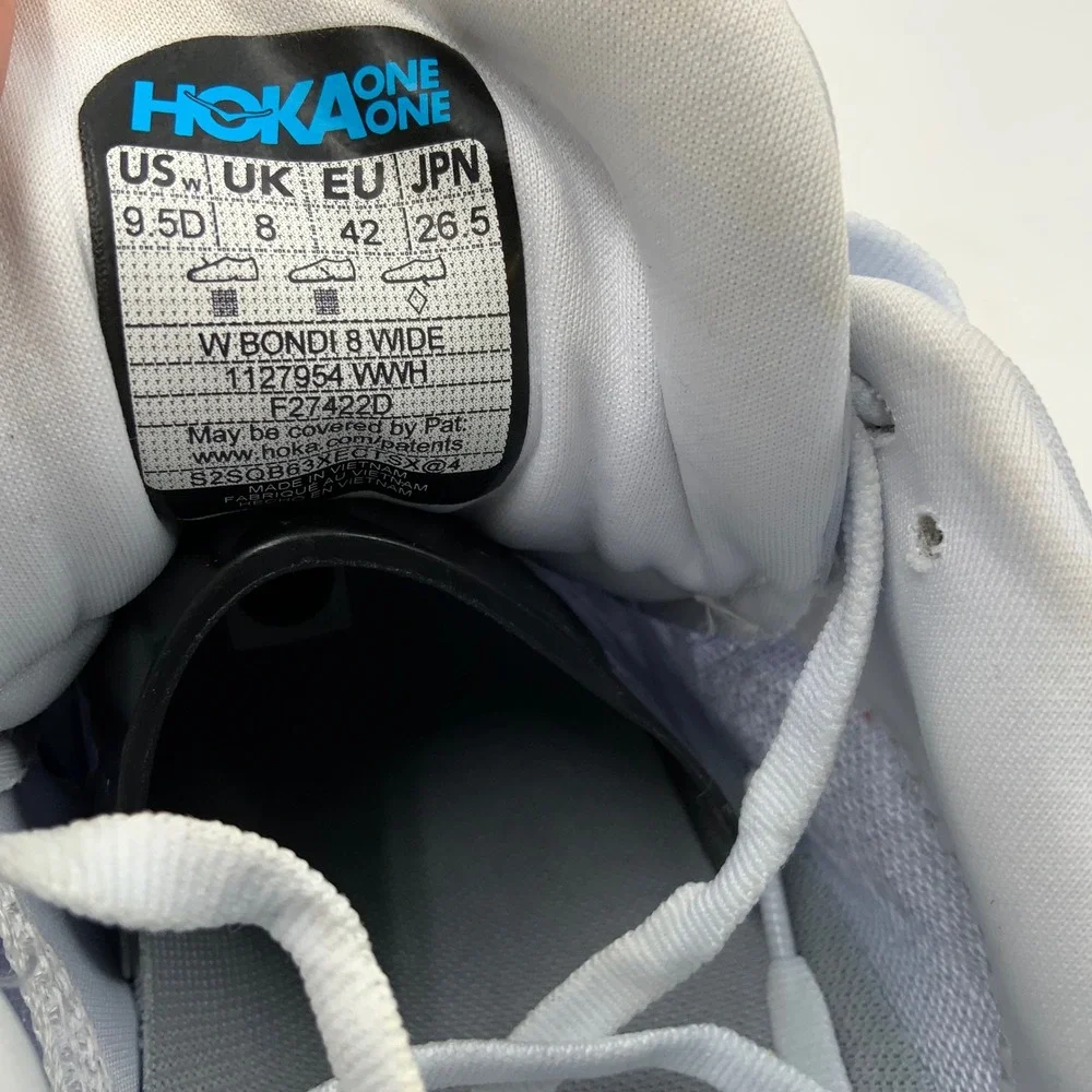 Hoka Bondi 8 Women's Running Shoes White Size 9.5D Extra Wide Sneakers